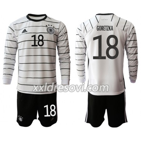 Njemačka Leon Goretzka 18 Domaći Dječji Komplet Dresovi za Nogomet Euro 2020 Dugim Rukavima (+ kratke hlače)